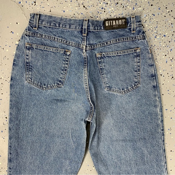 Vintage 80s Gitano Stonewash Blue Jeans High Waist Tapered Leg 12 Petite 30"x28" - Picture 8 of 12